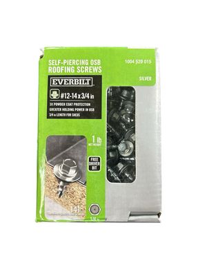 Everbilt #12 x 3/4 in. OSB Self Drilling Clear Roofing Screw 1 lb.-Box (141-Piece) 116165