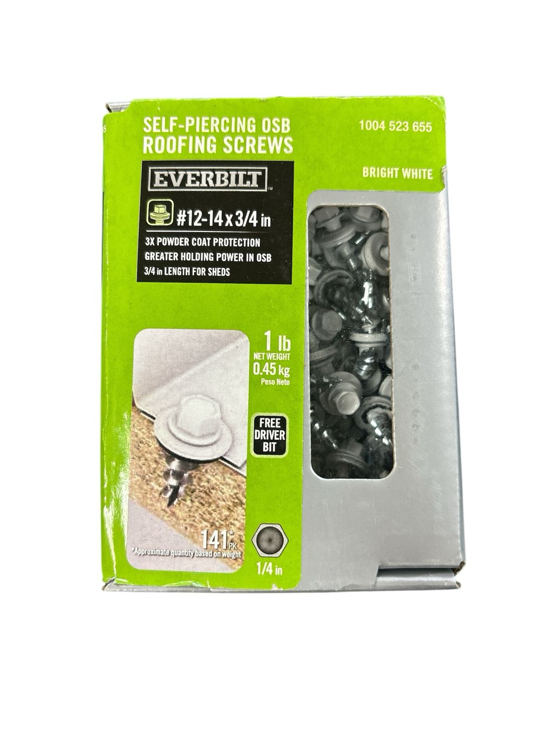 Everbilt #12 x 3/4 in. OSB Self Drilling White Roofing Screw 1 lb.-Box (141-Piece) 116166