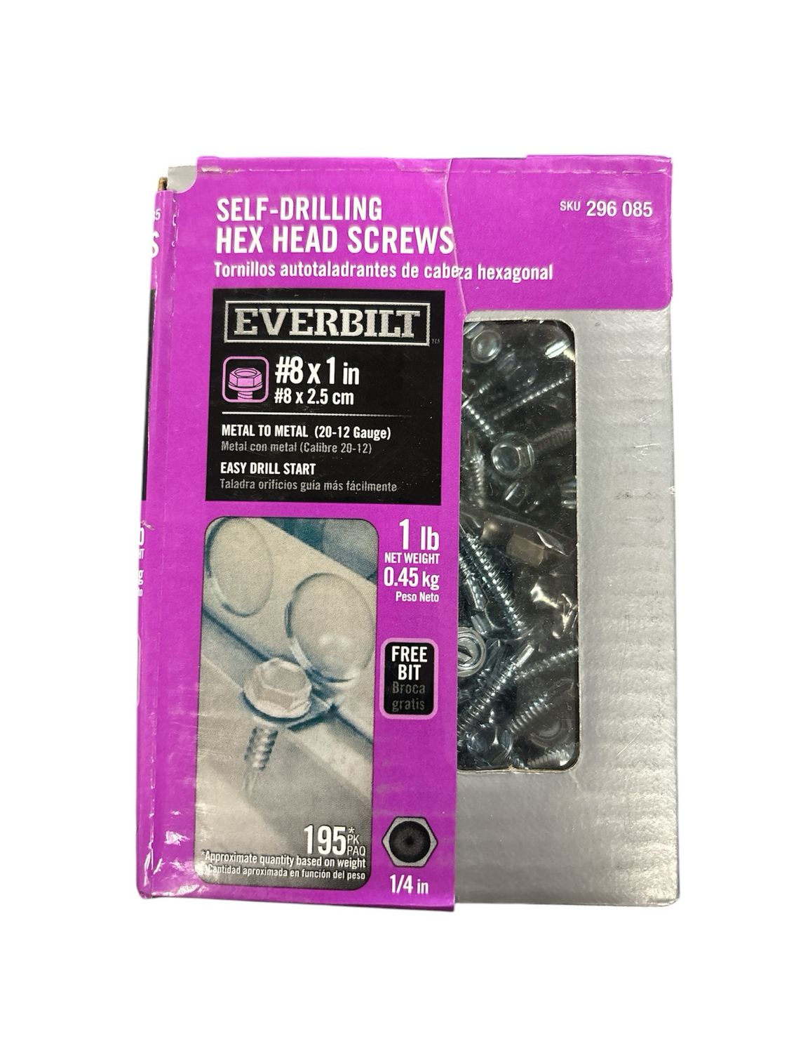 Everbilt #8 1 in. External Hex Flange Hex-Head Self-Drilling Screws 1 lb.-Box (195-Piece) 116054