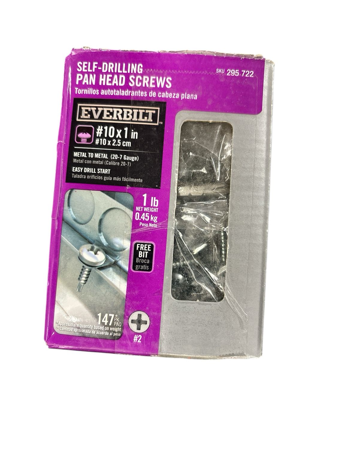Everbilt #10 1 in. Phillips Pan-Head Self-Drilling Screw 1 lb.-Box (147-Piece) 116095