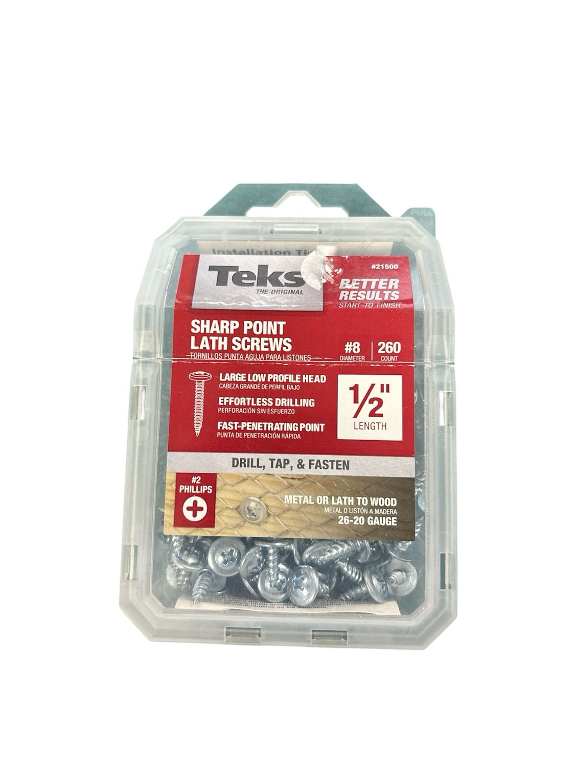 Teks 8 x 1/2 in. Phillips Truss Head Sharp Point Lath Screws (260-Pack)  21500