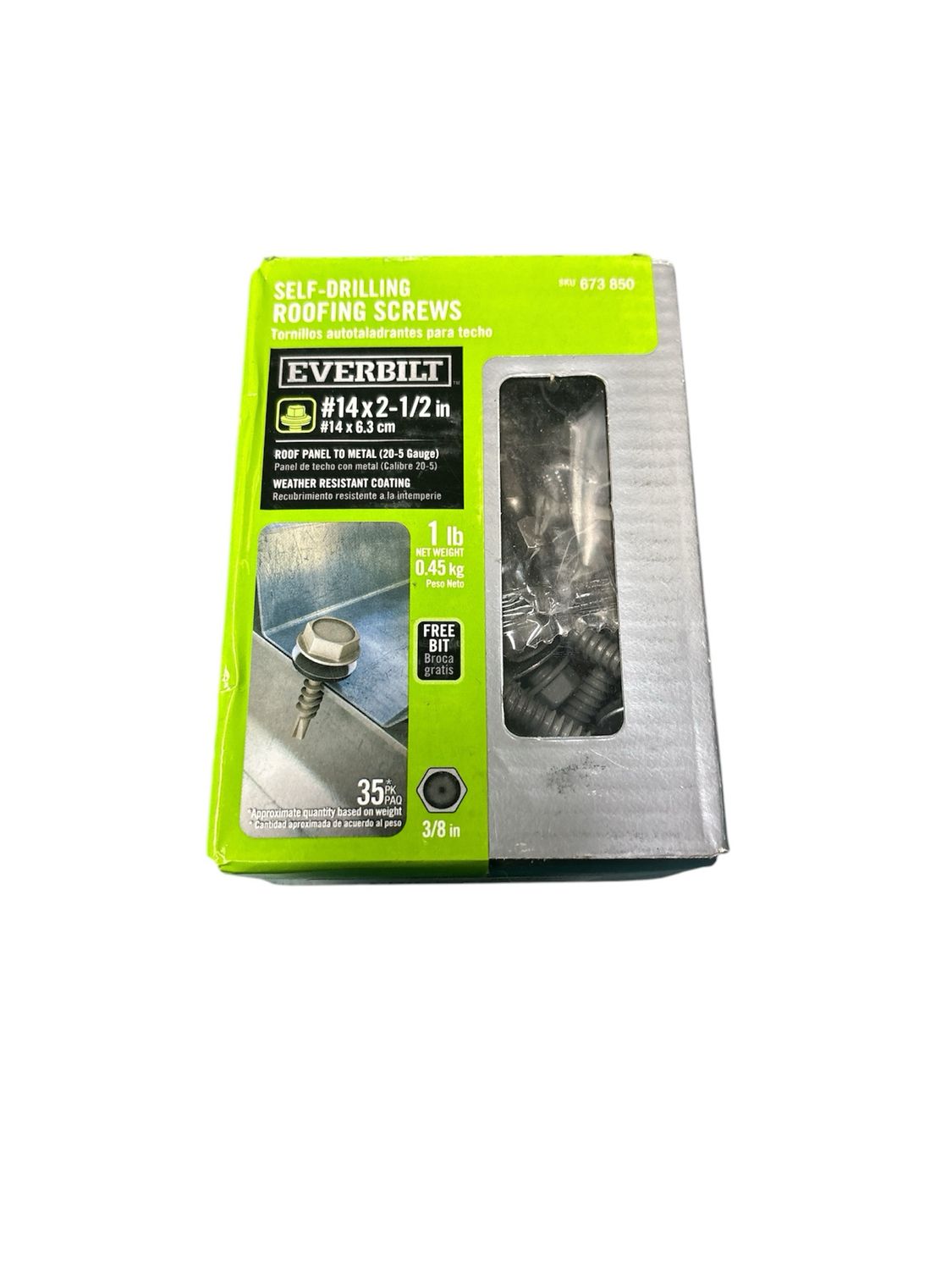Everbilt #14 x 2-1/2 in. Self-Drilling Screw with Neoprene Washer 1 lb.-Box (35-Piece) 116045