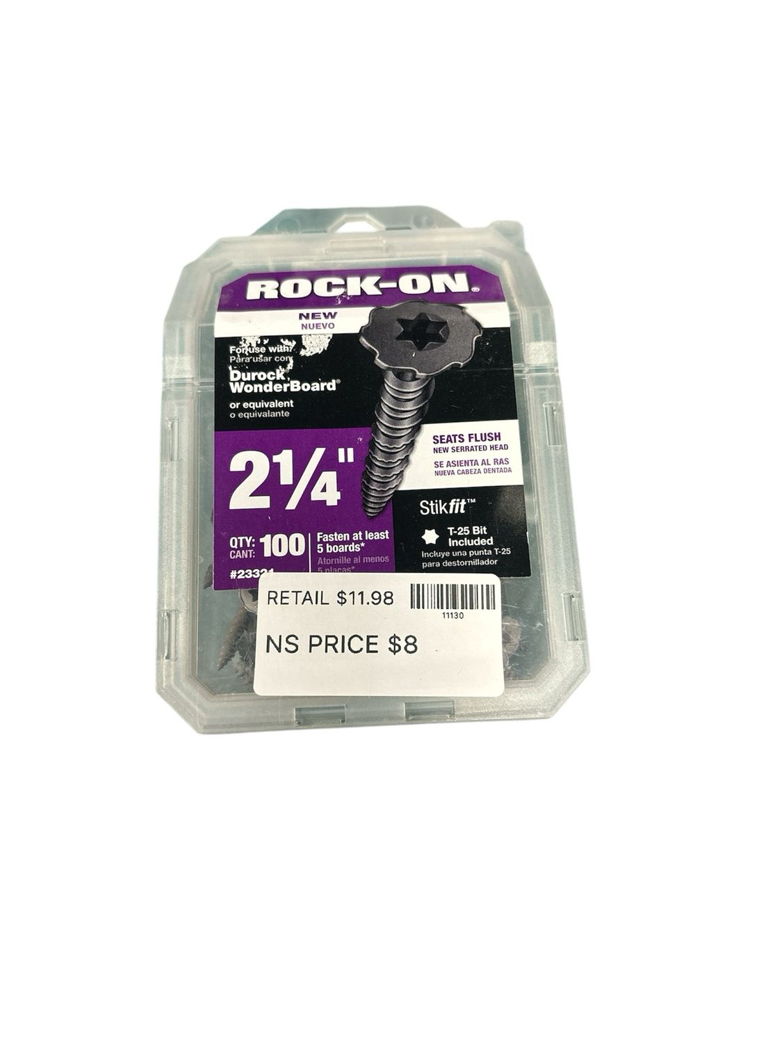 Rock-On #9 x 2-1/4 in. Serrated Flat Head Star Drive Cement Board Screws (100-Pack) 23321