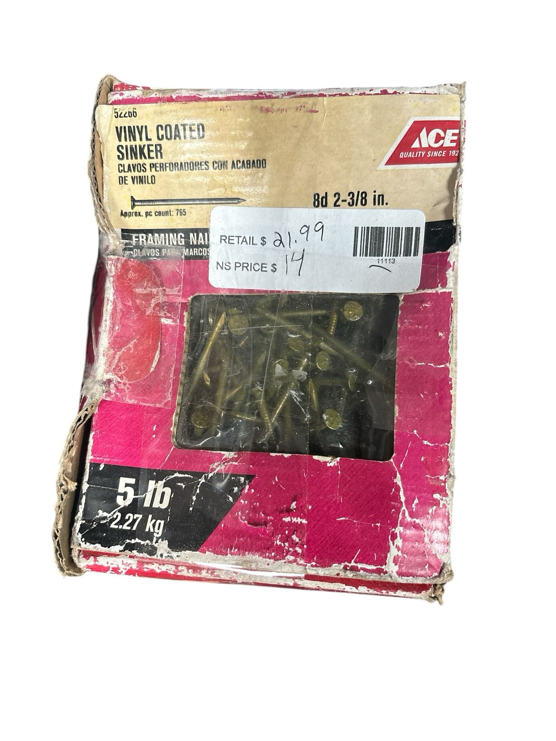 5LBS 8D 2-3/8&quot; Vinyl Coated Sinker Framing Nails