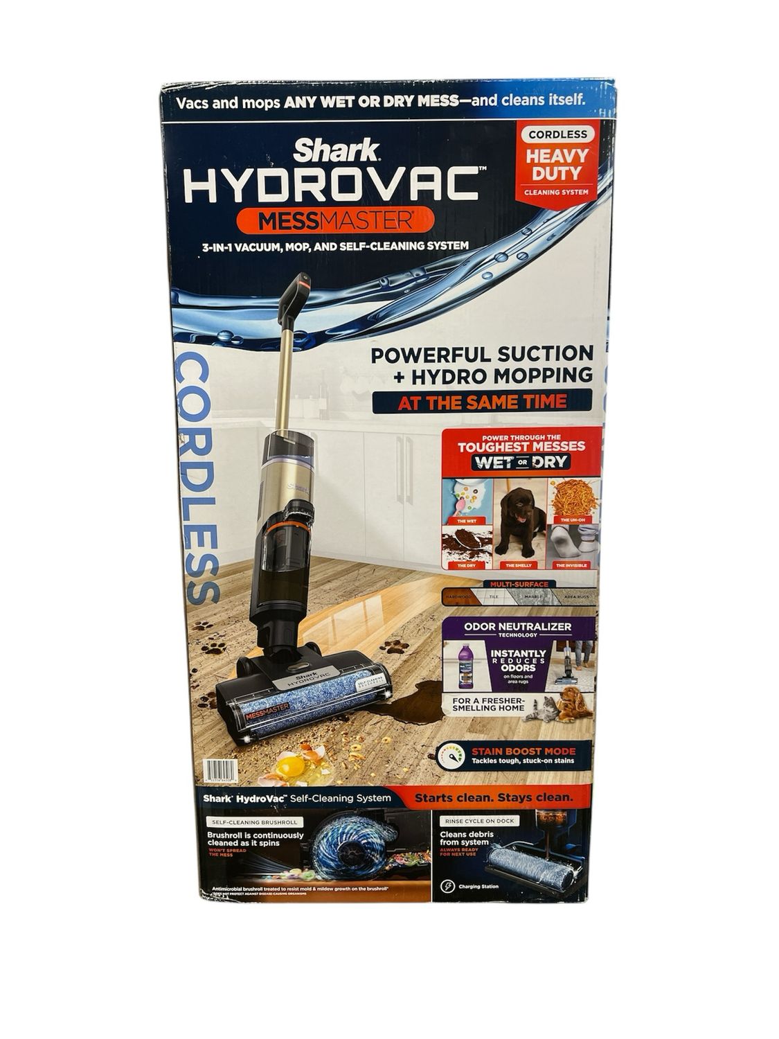 Shark HydroVac MessMaster 3-in-1 Cleaner Bagless, Cordless, Washable Filter, Stick Vacuum for Hard Floor and Area Rugs in Blue WD261