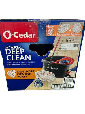 O-Cedar EasyWring Deep Clean Microfiber Spin Mop with Bucket System and 1 Extra Mop Head Refill 174713 .