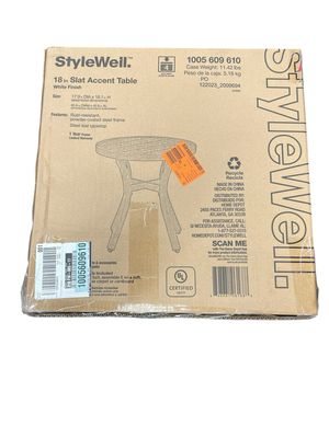 StyleWell Mix and Match 18 in. White Round Metal Outdoor Patio Accent Table Appears New