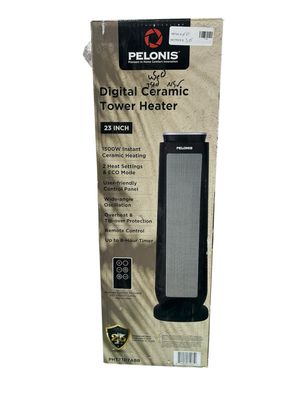 Pelonis 1500-Watt 23 in. Digital Tower Indoor Ceramic Heater Quiet Operation w/ Safety Overheat Protection and Fan Mode in Black PHT23D7ABB Used