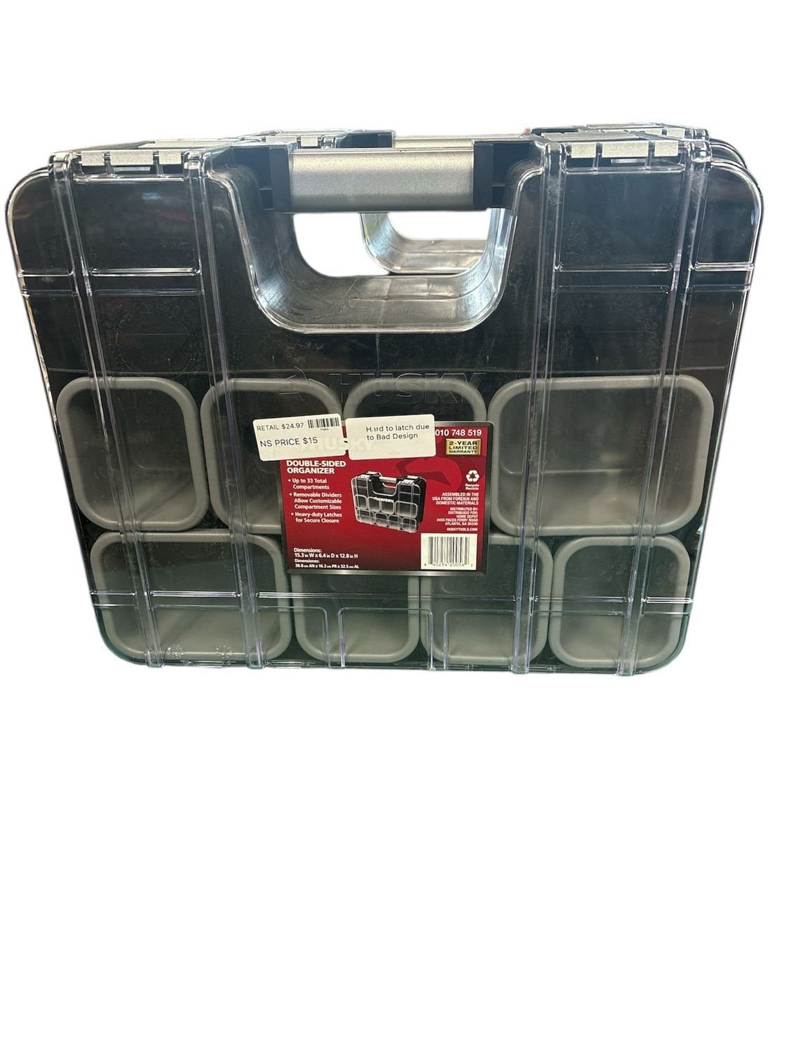Husky 33-Compartment Adjustable Double Sided Tool Storage Organizer 999-8001