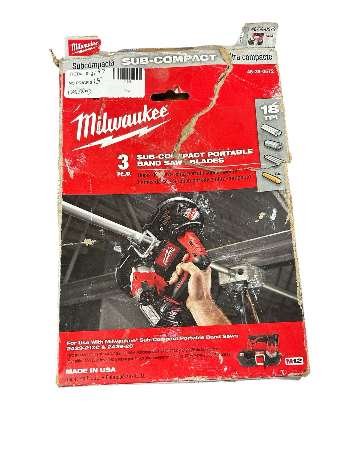 Milwaukee 27 in 18 TPI Sub Compact Steel Band Saw Blade (3-Pack) For M12 Bandsaw 48-39-0572