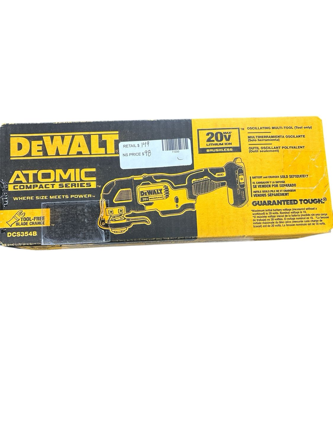 DEWALT ATOMIC 20V MAX Cordless Brushless Oscillating Multi Tool (Tool Only) DCS354B .