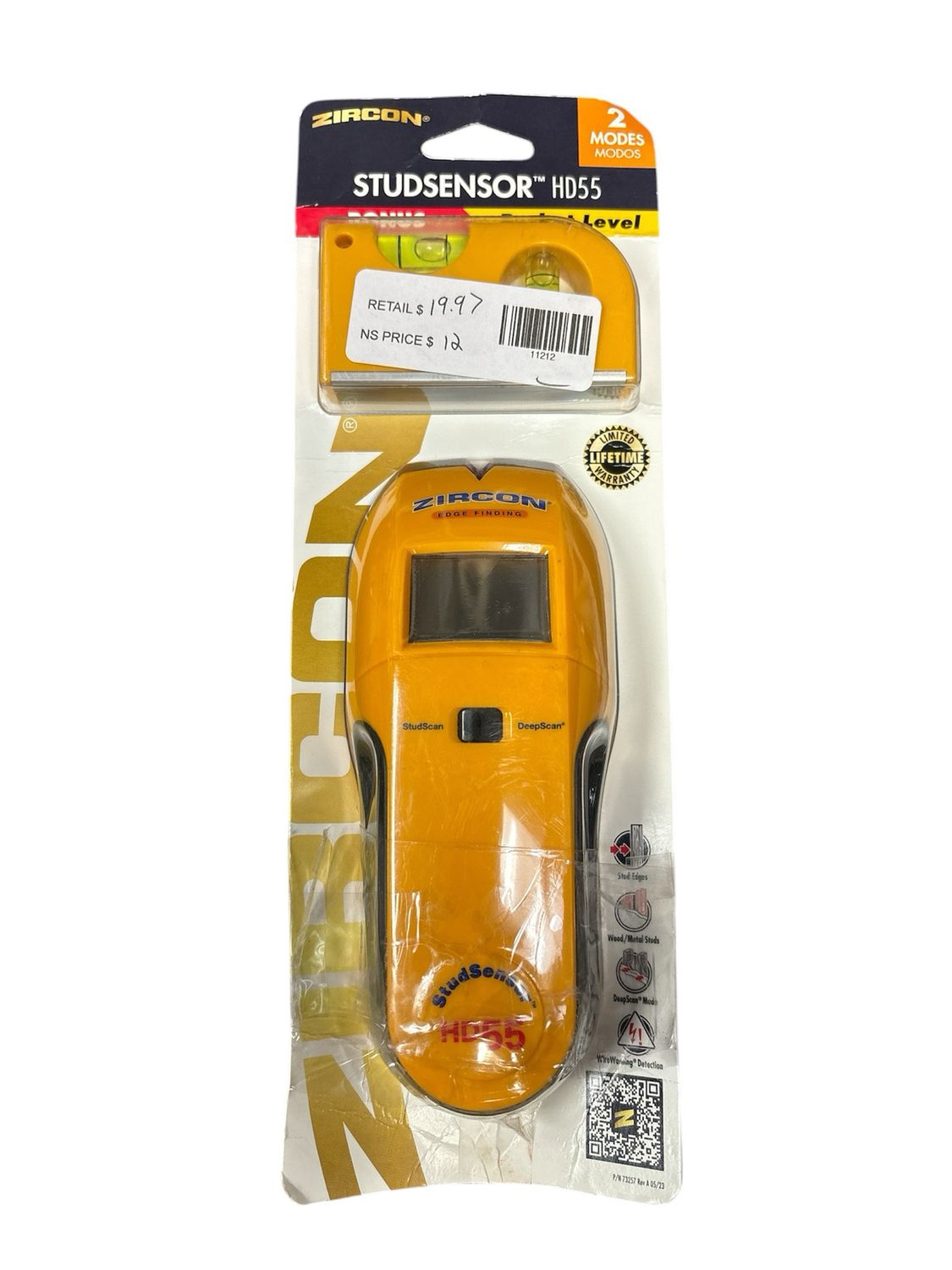Zircon StudSensor HD55 Stud Finder with 3 in. Pocket Level 73336