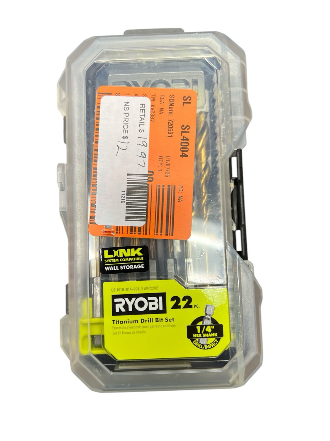 RYOBI Titanium Drill Bit Set (22-Piece) A972202 Appers New