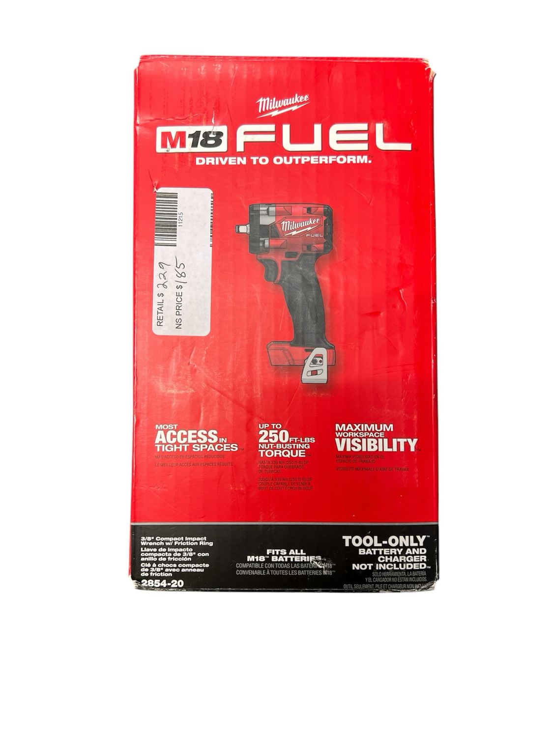 Milwaukee M18 FUEL GEN-3 18V Lithium-Ion Brushless Cordless 3/8 in. Compact Impact Wrench with Friction Ring (Tool-Only) 2854-20 Appears New