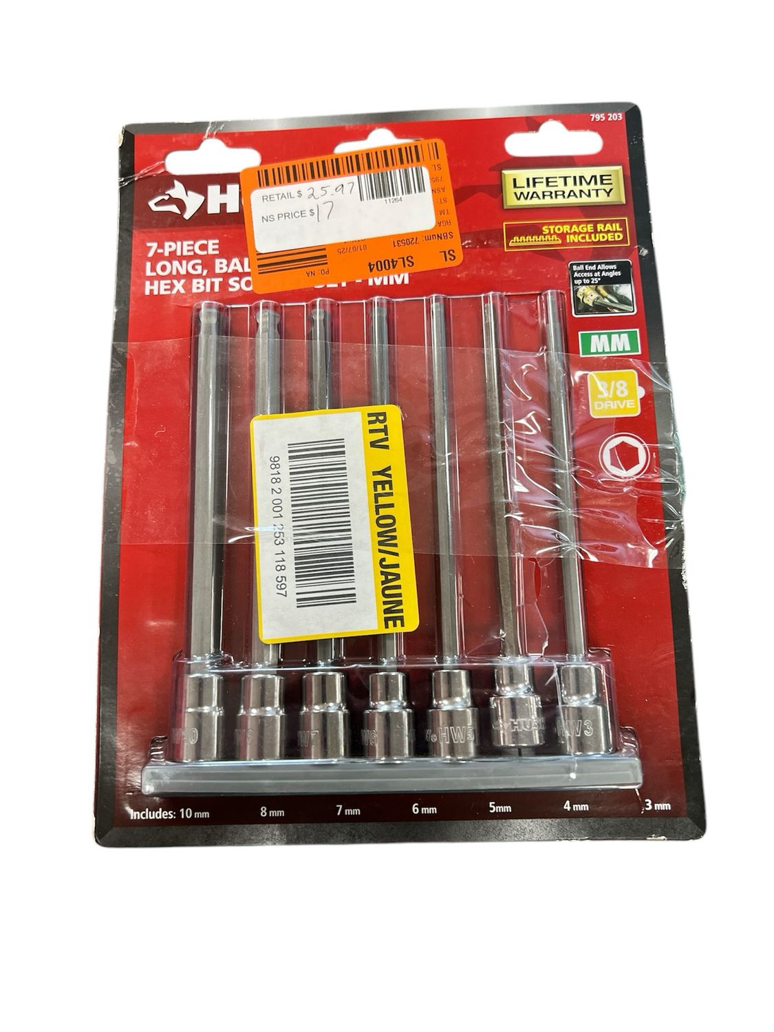 Husky Long Ball End Bit Socket Set Metric (7-Piece) H3DMMLBBS7PCNN New