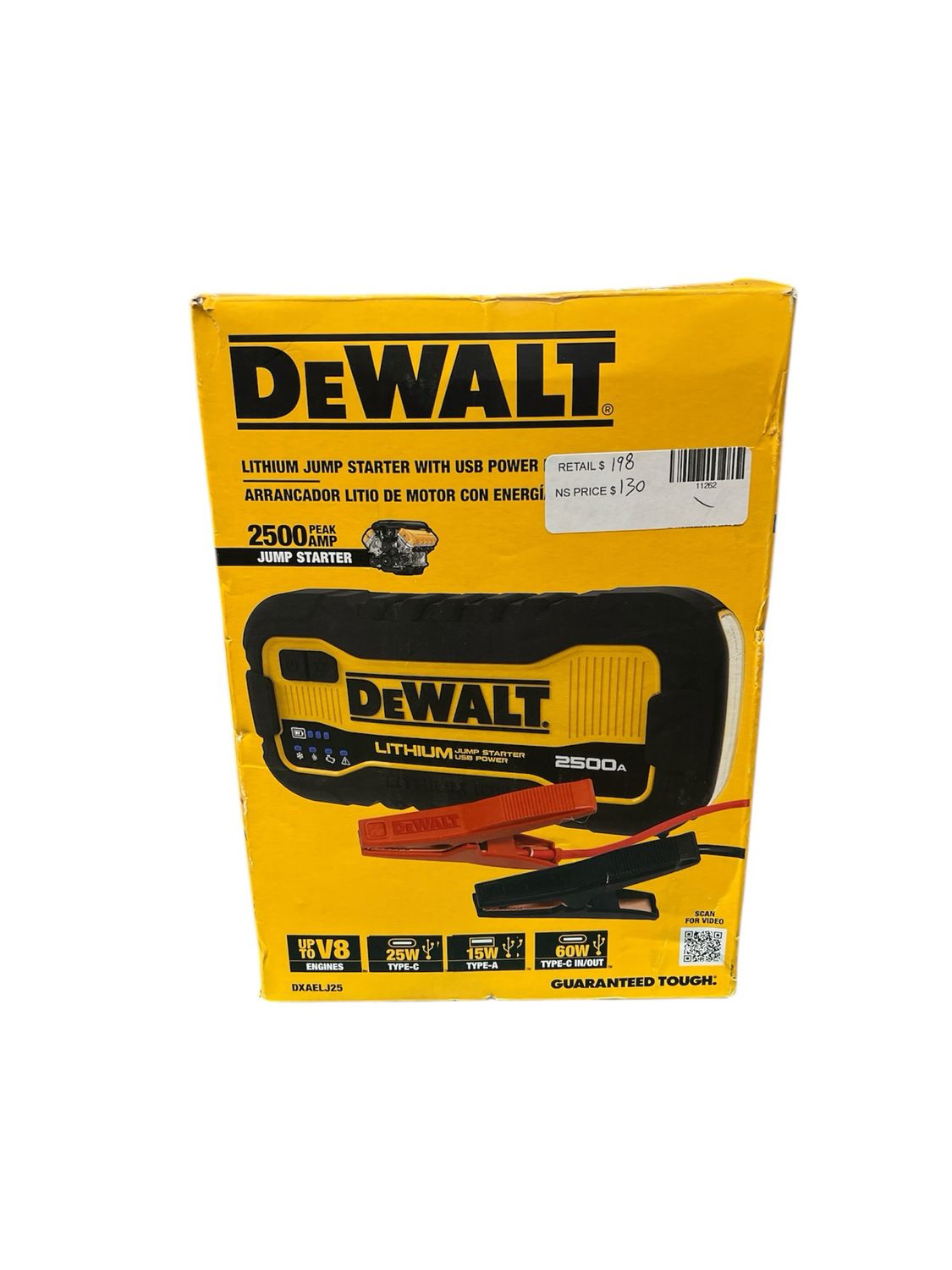 DEWALT 2500 Peak Amp Lithium Jump Starter with USB Power Bank DXAELJ25