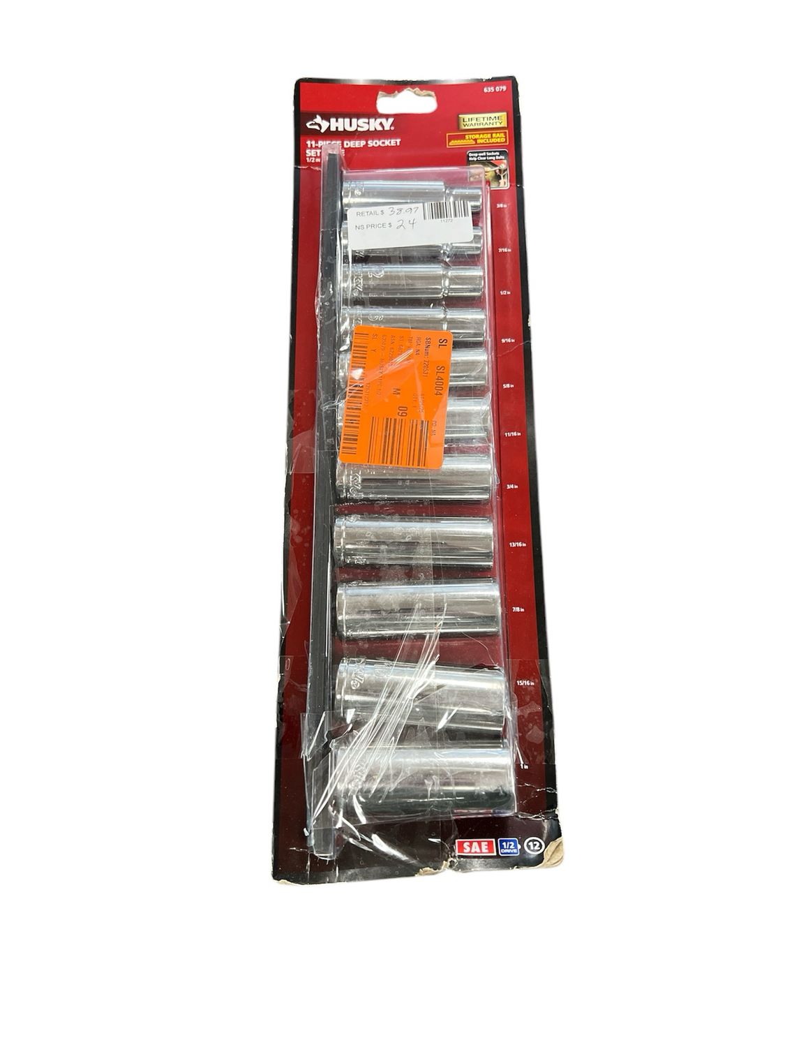 Husky 1/2 in. Drive Deep SAE Socket Set (11-Piece) H2DDPSAE11PCSR Appear New