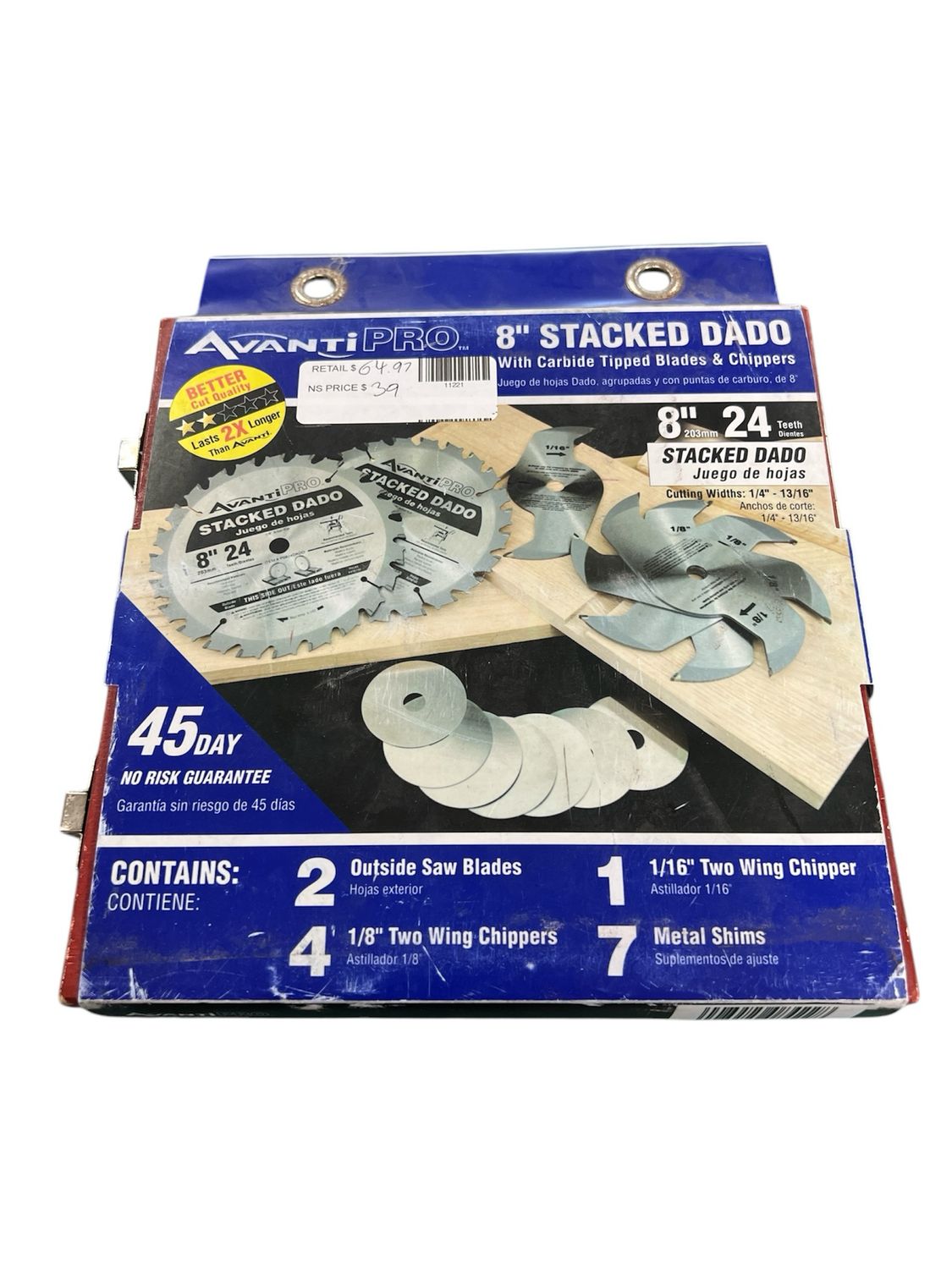 Avanti Pro 8 in. x 24-Tooth Stacked Dado Circular Saw Blade Set P0824DADO New