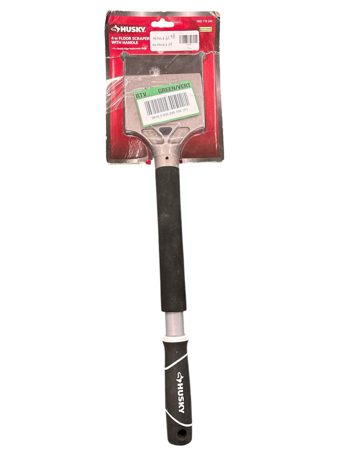 Husky 4 in. Heavy-Duty Floor Paint Scraper with Soft Grip Handle 17PT0102