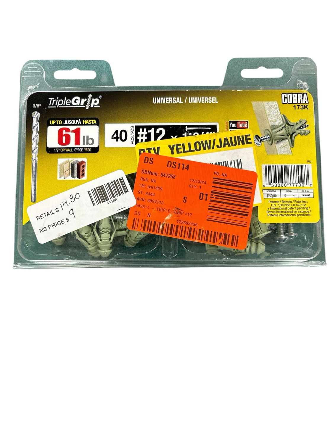 Triple Grip #12 Green Anchors with Screws (40-Pack) 173K