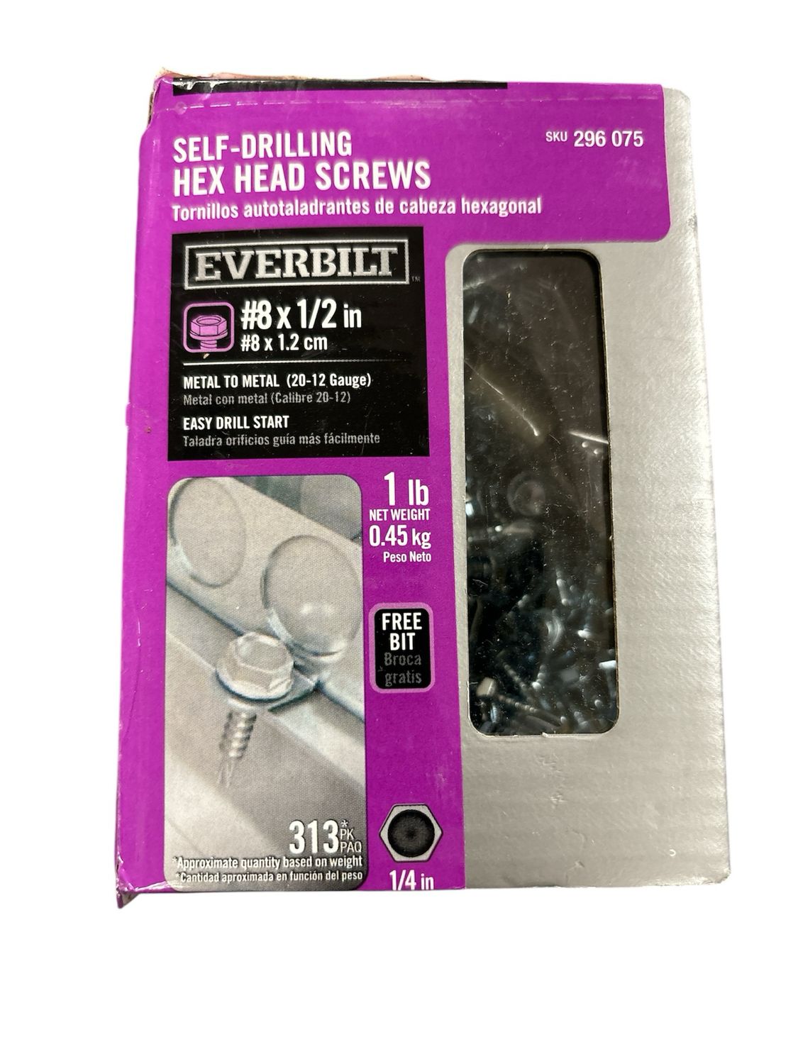 Everbilt #8 1/2 in. External Hex Flange Hex-Head Self-Drilling Screws 1 lb.-Box (313-Piece) 116052