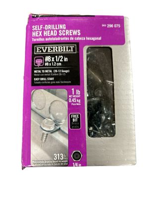 Everbilt #8 1/2 in. External Hex Flange Hex-Head Self-Drilling Screws 1 lb.-Box (313-Piece) 116052