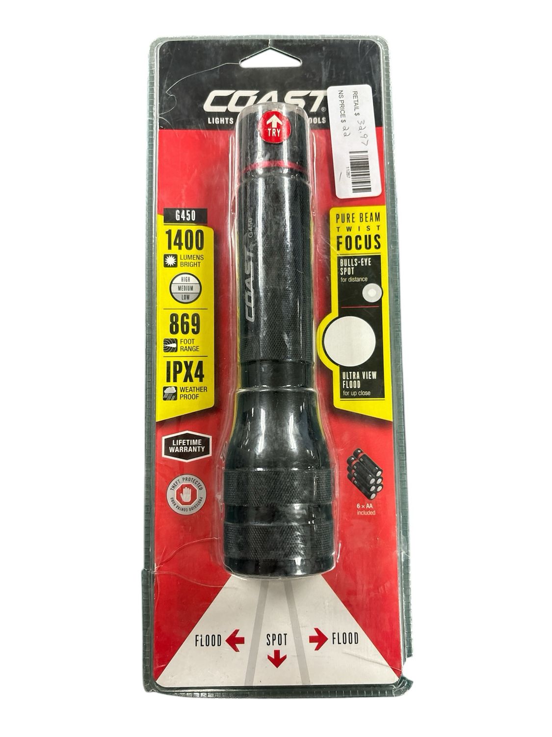 Coast G450 1630 Lumens Alkaline LED Handheld Flashlight 21864 .