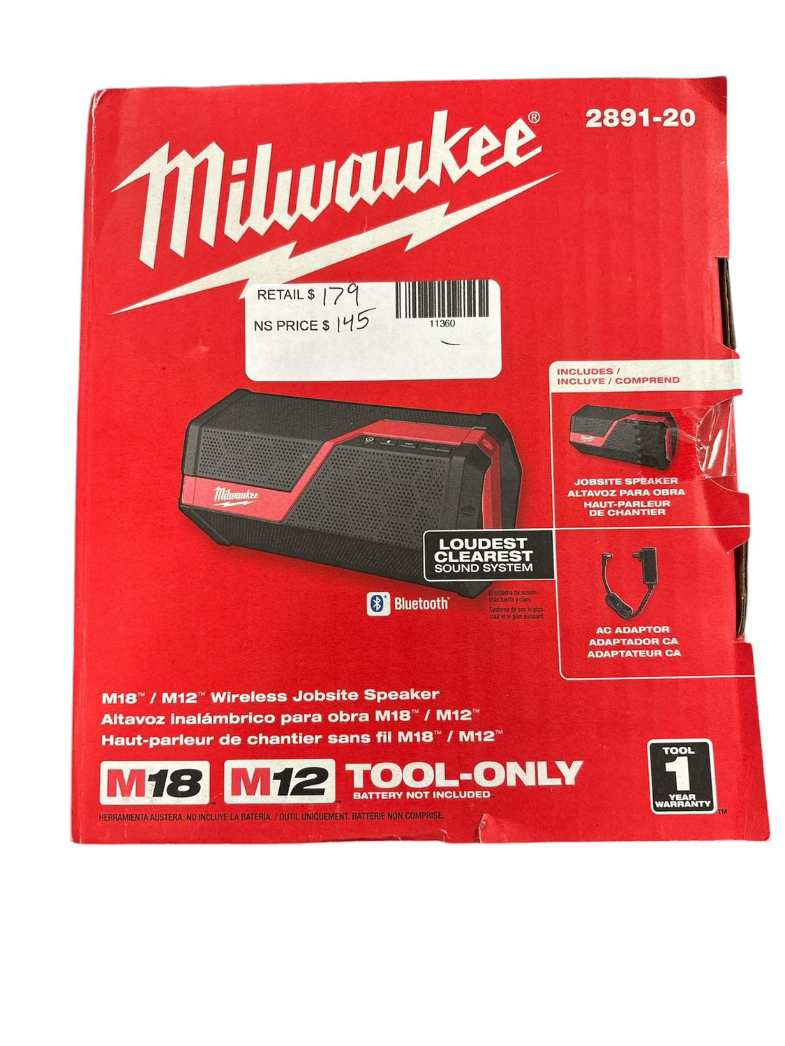 Milwaukee M18/M12 Lithium-Ion Cordless Wireless Jobsite Speaker 2891-20