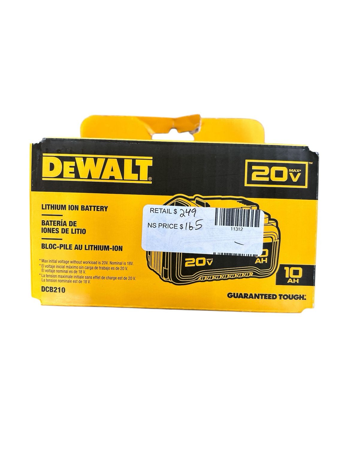 DEWALT 20V MAX 10Ah Lithium-Ion Battery Pack DCB210 .