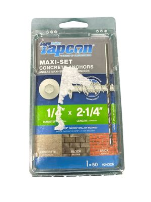 Tapcon 1/4 in. x 2-1/4 in. Maxi-Set Hex-Head Concrete Anchors (50-Pack) 24326