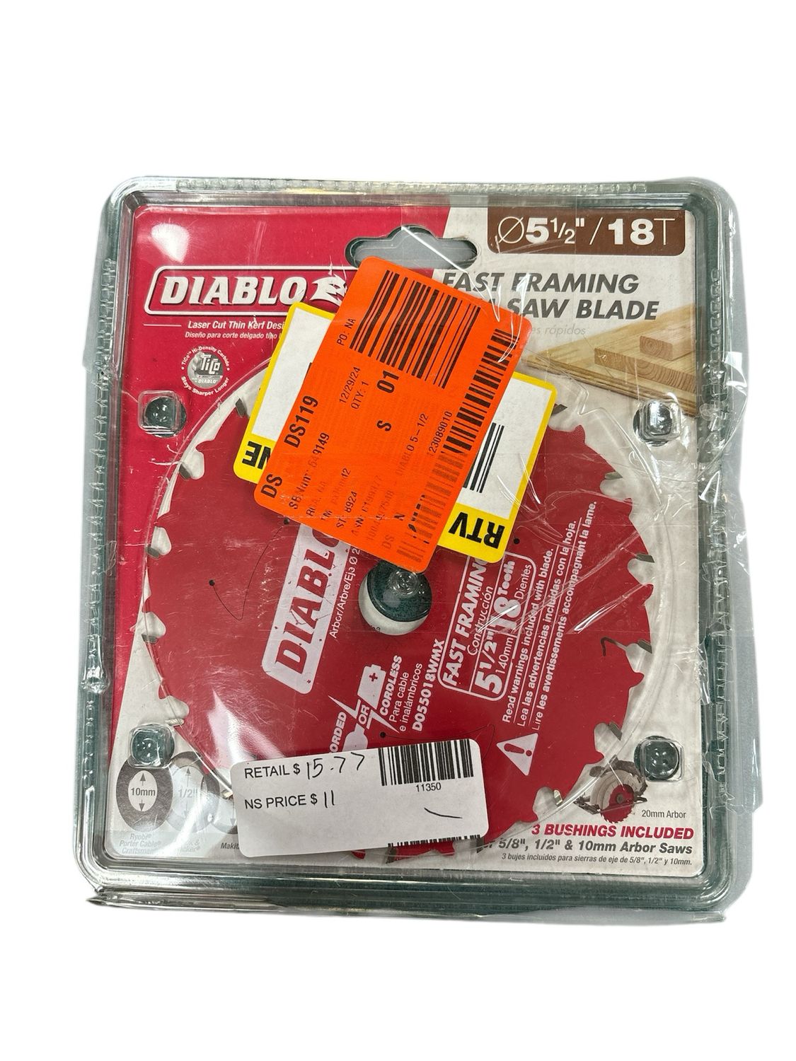 DIABLO 5-1/2 in. x 18-Tooth Fast Framing Circular Saw Blade with Bushings D055018WMX