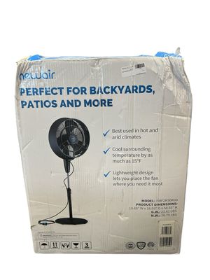 NewAir 18 in. 3-Speed Wide-Angle Oscillating Outdoor Personal Fan Misting and Pedestal for Cool Down 500 sq. ft. - Black FMF2K5BK00