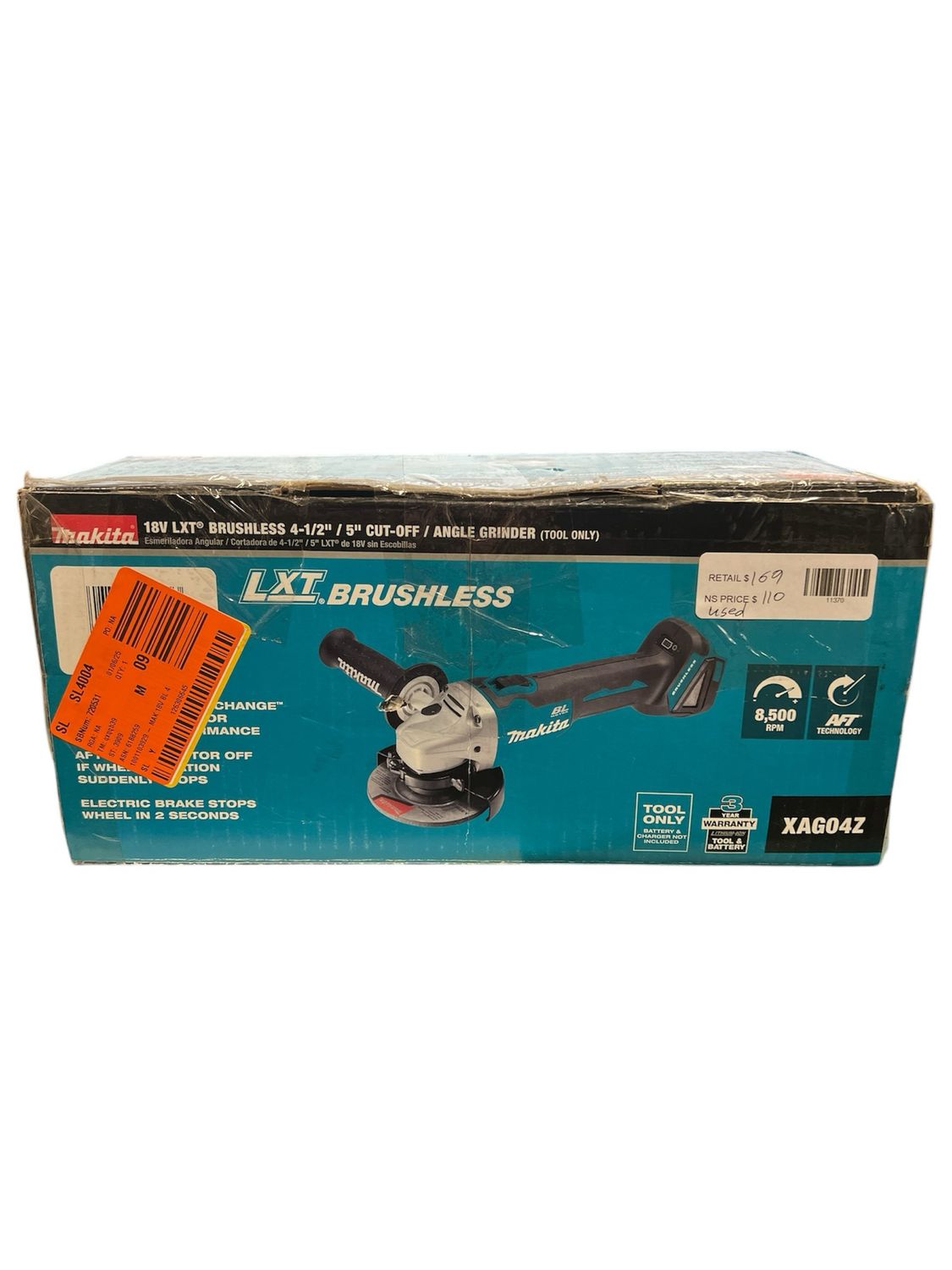 Makita 18V LXT Lithium-Ion Brushless Cordless 4-1/2 in./5 in. Cut-Off/Angle Grinder (Tool-Only) XAG04Z Used