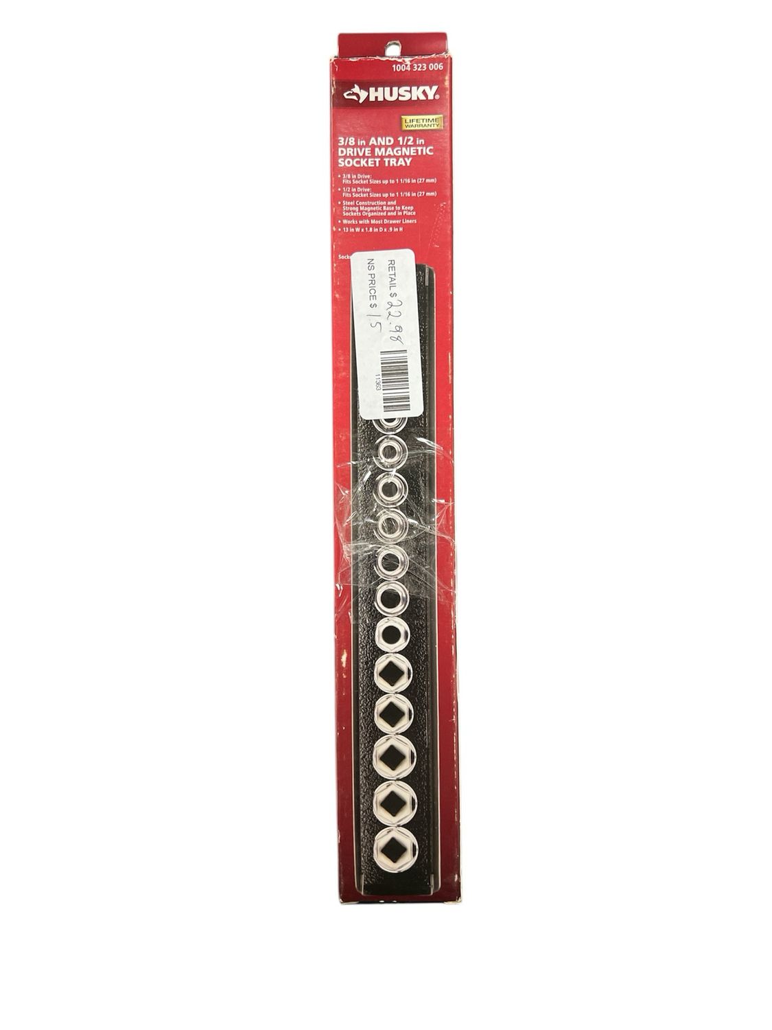 Husky 13 in. W Magnetic 3/8 in. and 1/2 in. Drive Shallow Socket Tray HM12SSCKTRY New