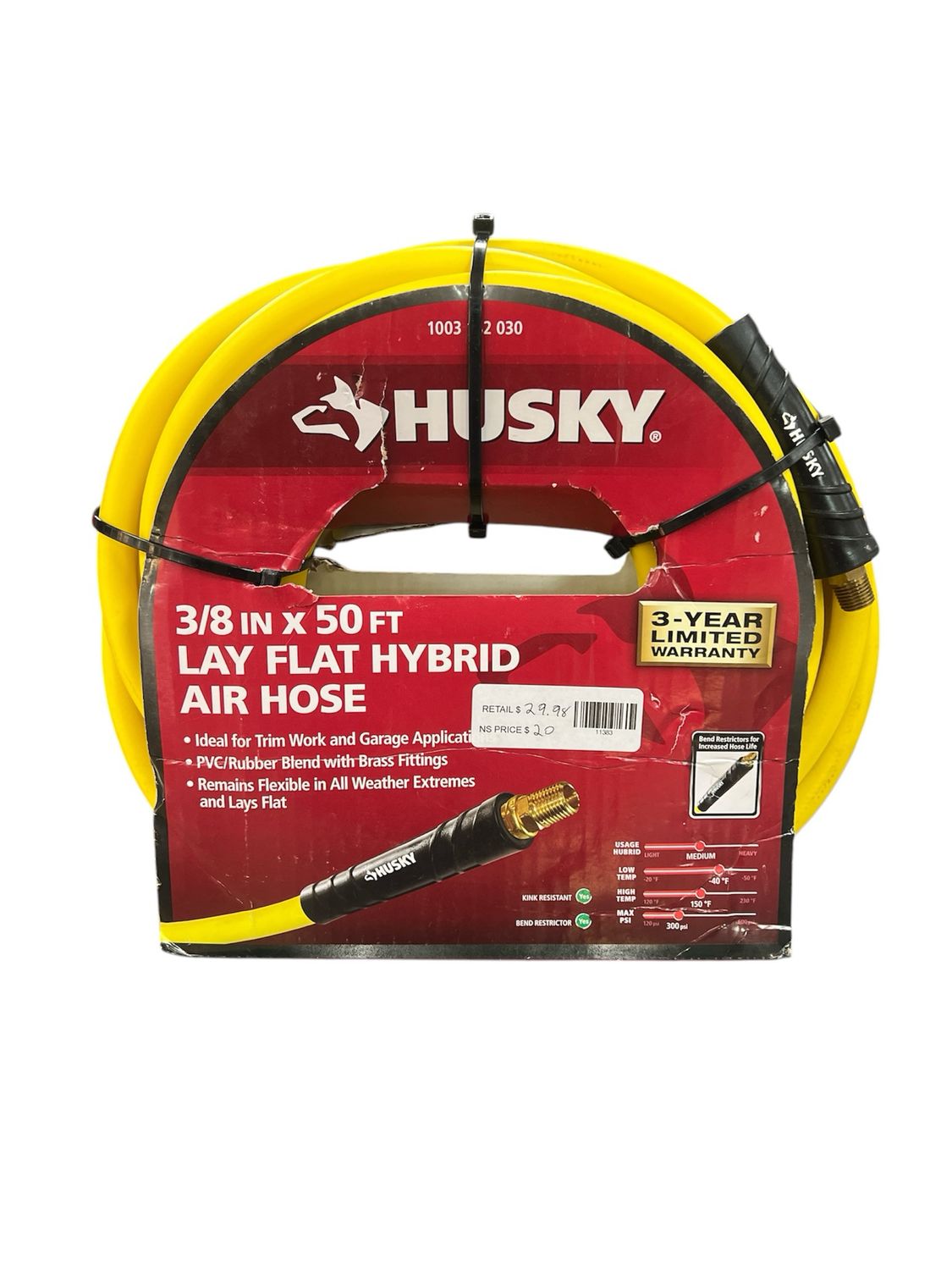 Husky 3/8 in. x 50 ft. Hybrid Air Hose AB-50C New