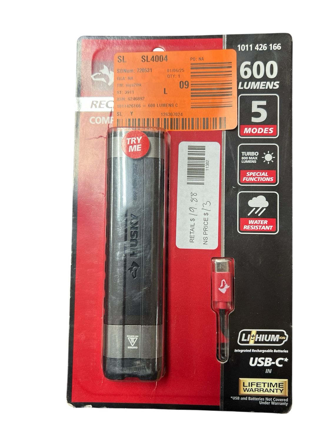 Husky 600-Lumen Compact Rechargeable Inspection Light 91399 New