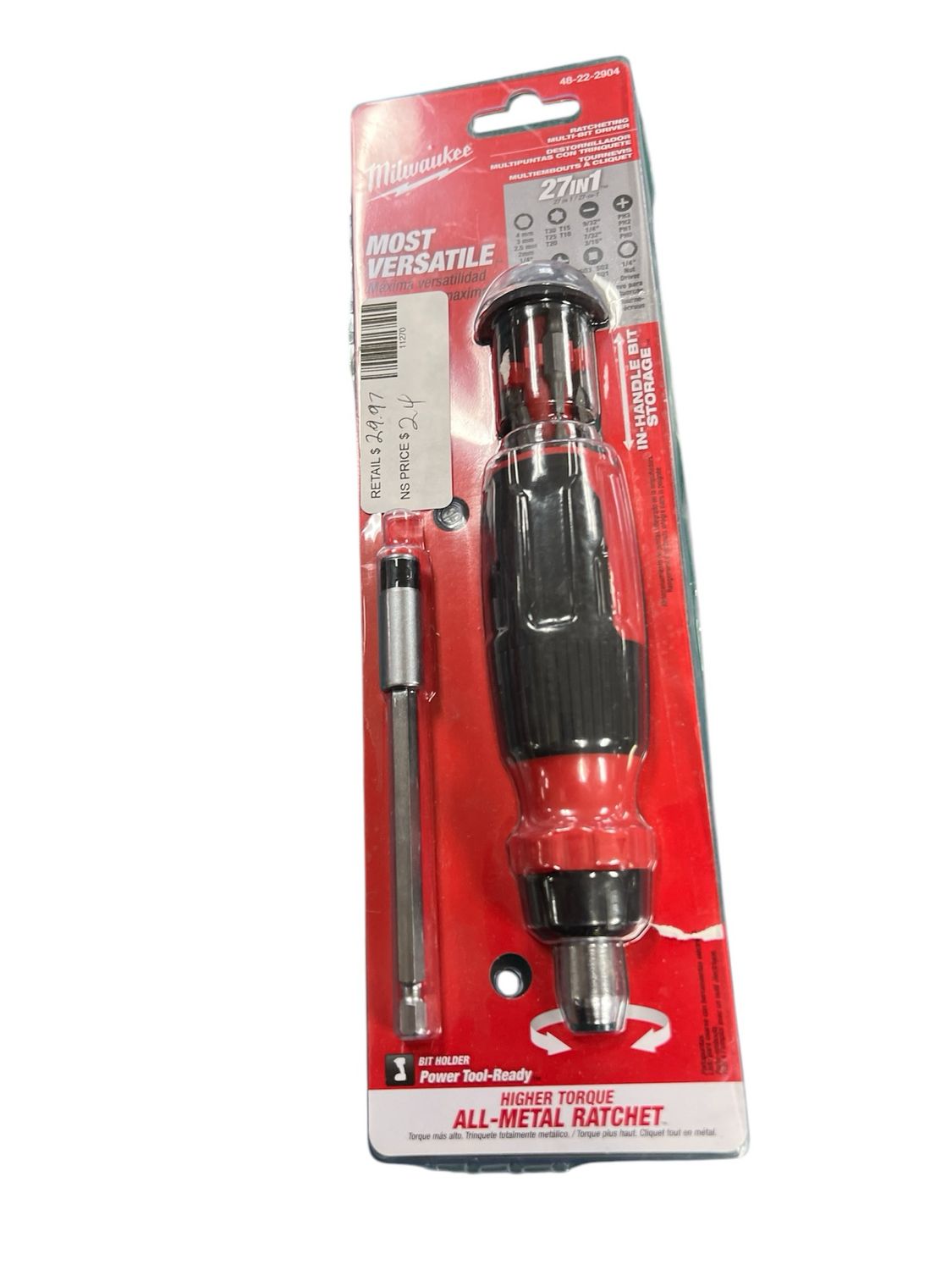 Milwaukee 27-In-1 Ratcheting Multi-Bit Screwdriver 48-22-2904 New