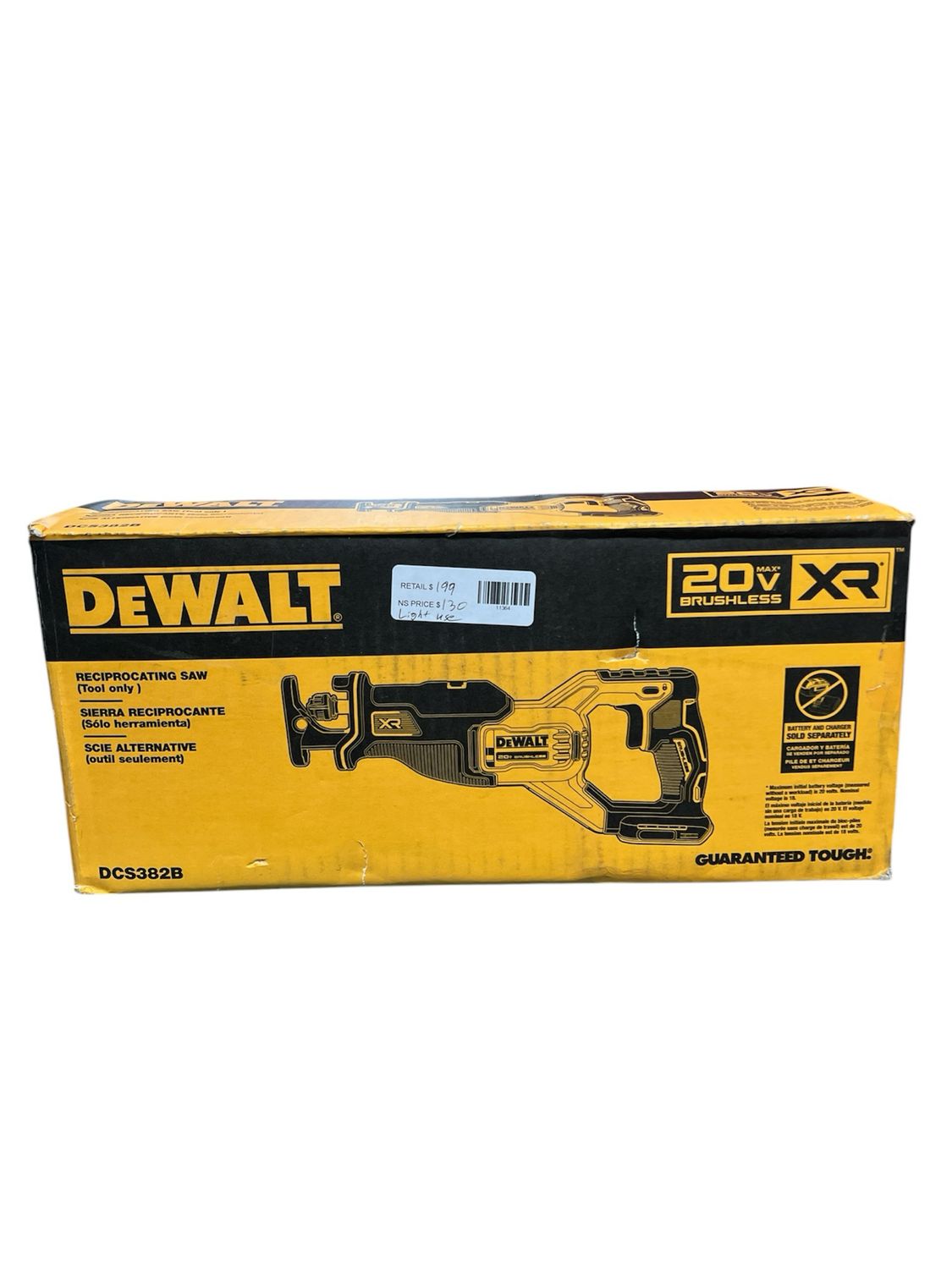 DEWALT 20V MAX XR Cordless Brushless Reciprocating Saw (Tool Only) DCS382B Used