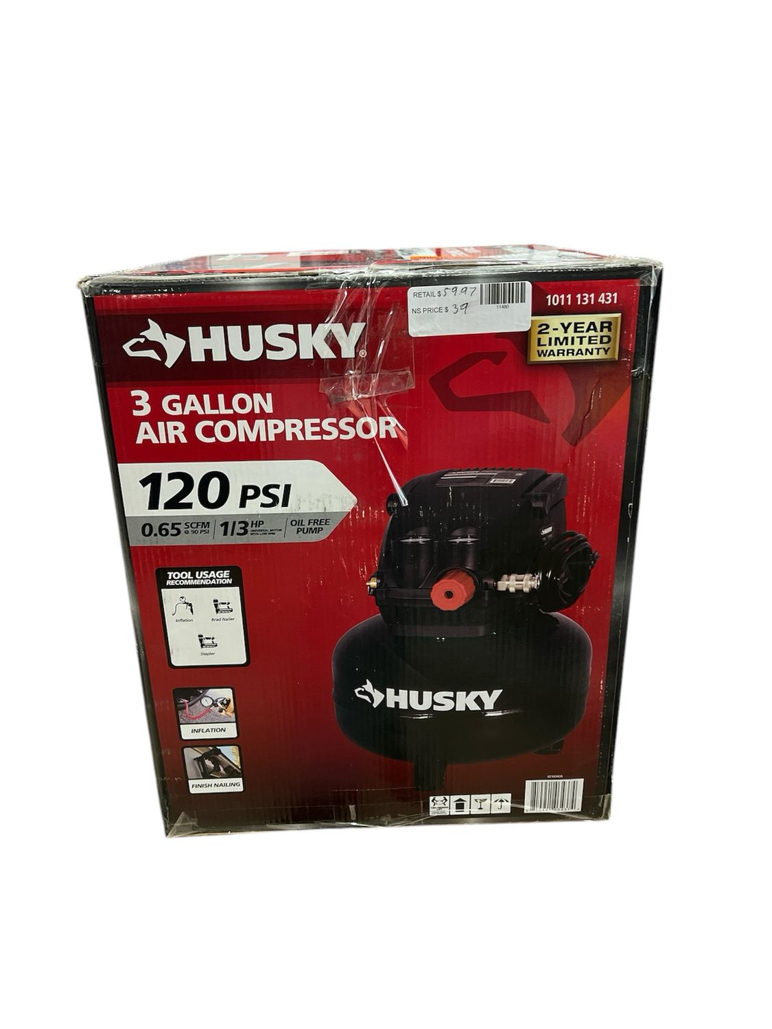 Husky 3 Gal. 120PSI Portable Electric Pancake Air Compressor 0210342A New