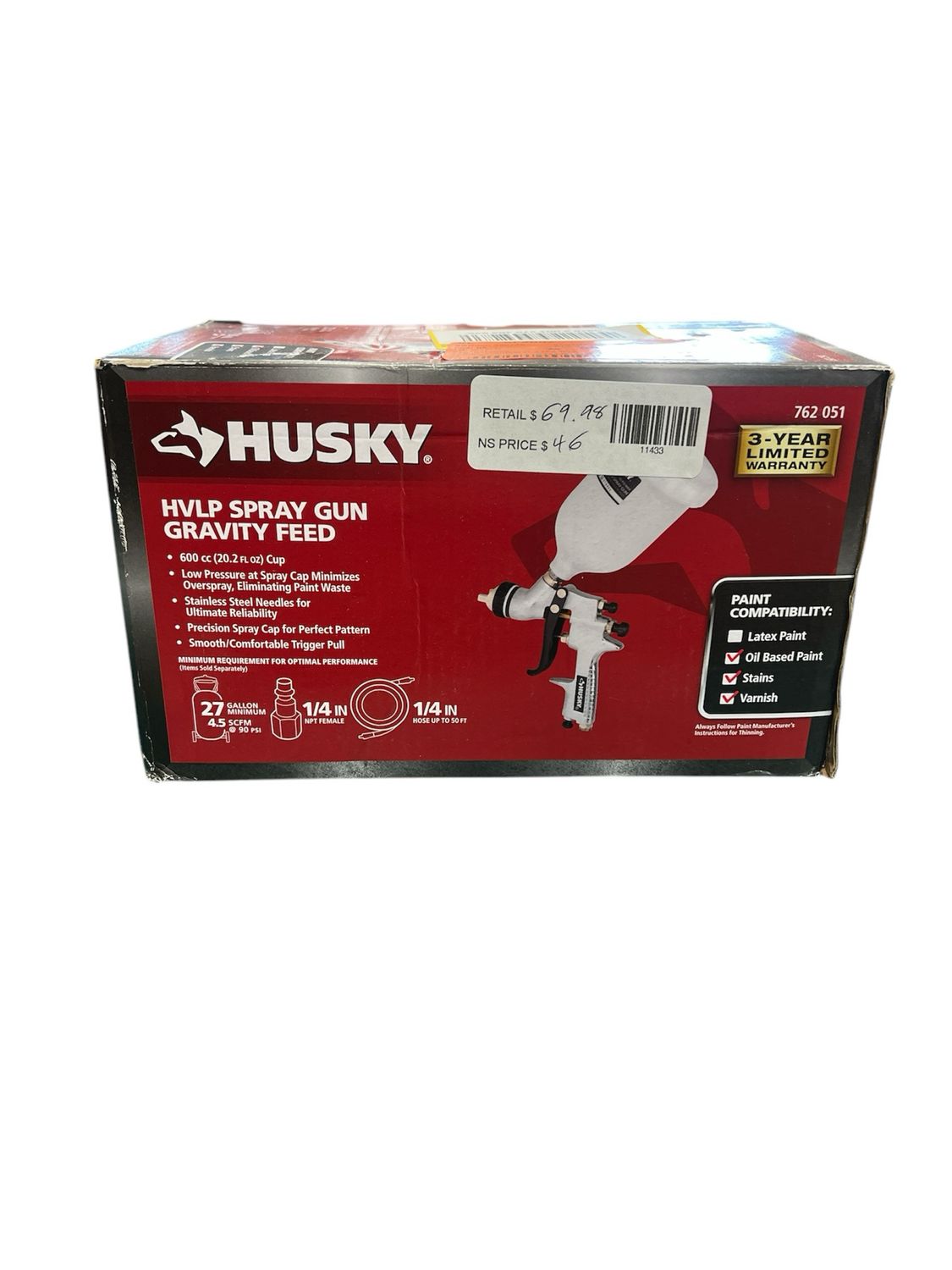 Husky Gravity Feed HVLP Spray Gun H4840GHVSG New