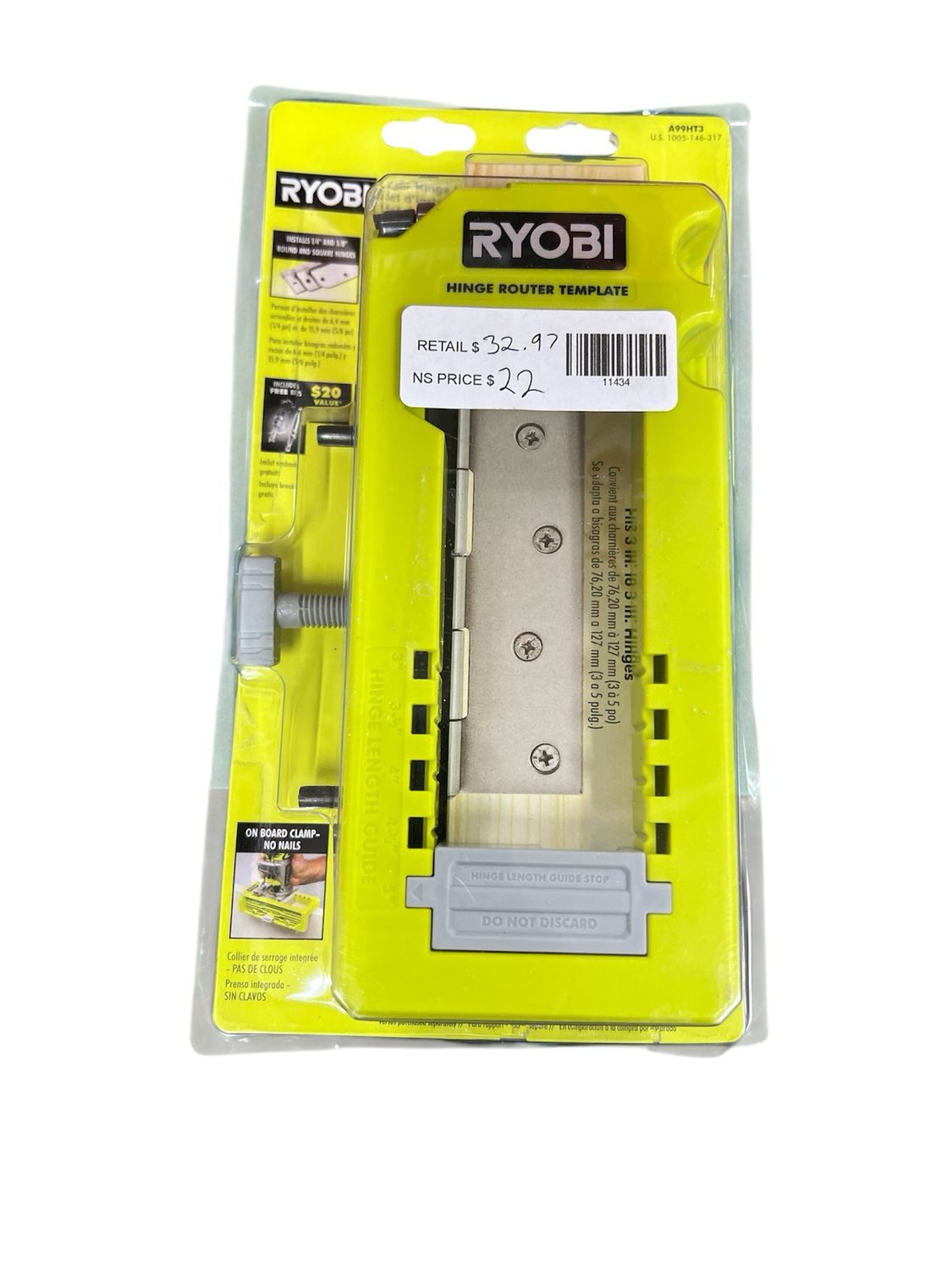 RYOBI Door Hinge Template A99HT3 New