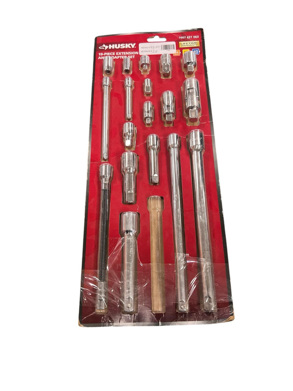 Husky 1/4 in., 3/8 in., 1/2 in. Drive Accessory Set (19-Piece) HACCY19PCRM Appears New Missing One Extension