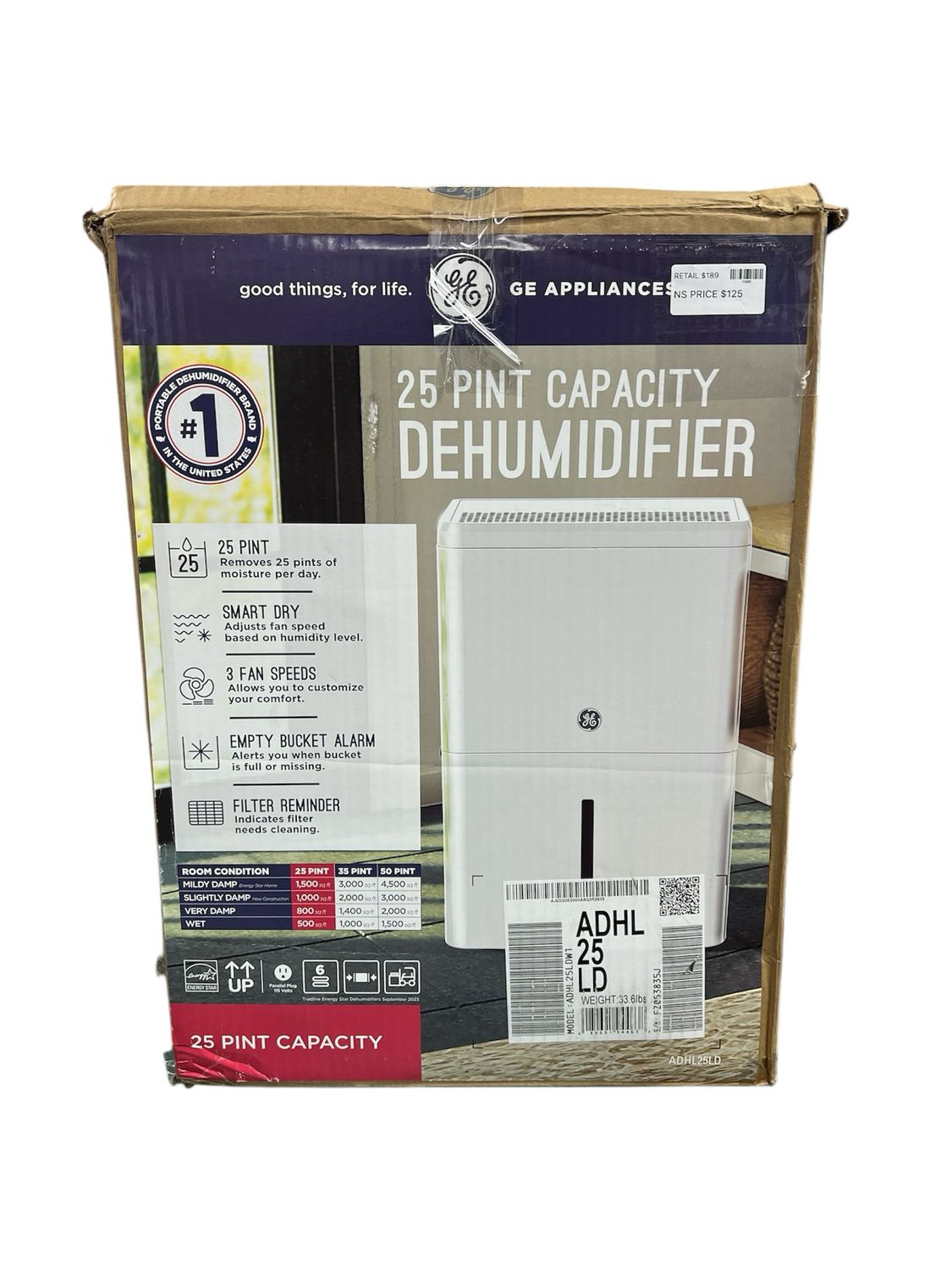 GE 50-Pint Dehumidifier with Built-in Pump for Basement, Garage or Wet Rooms up to 4500 sq. ft. in Grey, ENERGY STAR APHL50LB New