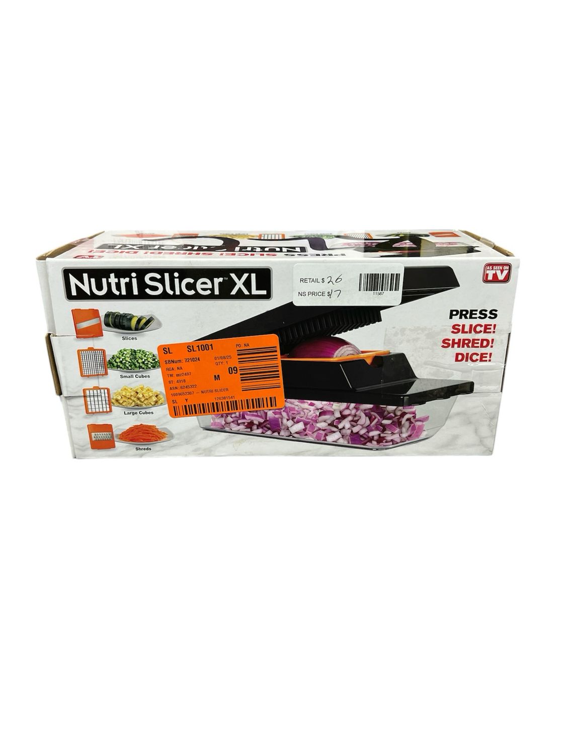 As Seen on TV Nutri Slicer XL 4-in-1 Portable Easy Storage Handheld Kitchen Slicer with Storage Container 7336 New