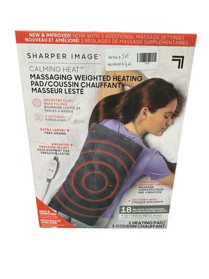 Sharper Image Calming Heat Massaging Weighted Heating Pad by Sharper Image- Weighted Electric Heating Pad with Massaging Vibrations, 6 Settings- 3 Heat, 3 Massage- 9 Relaxing Combinations, 12” x 24”, 
