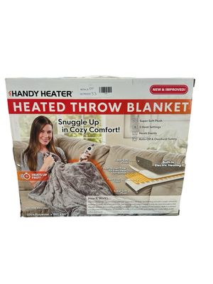 HANDY HEATER 50 in. x 60 in. Heated Blanket in Gray HEATBKT-PD12 New