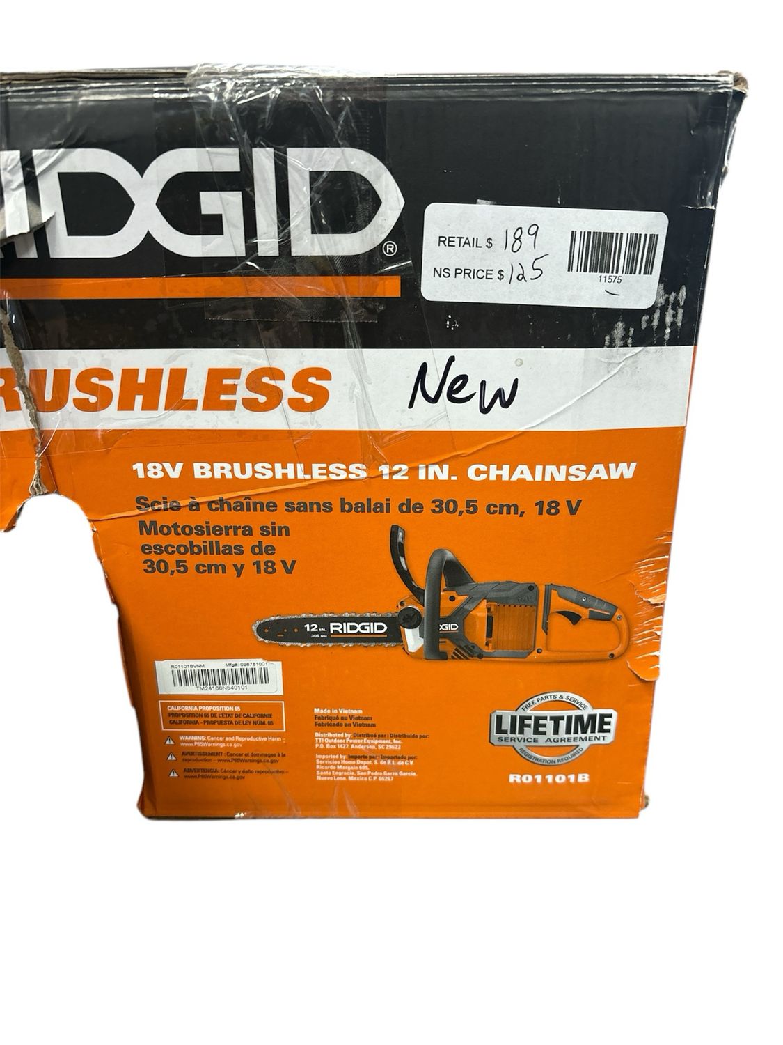 RIDGID 18V Brushless 12 in. Electric Battery Chainsaw (Tool Only) R01101B