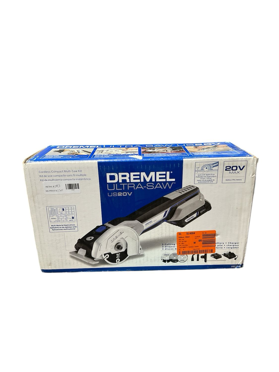 Dremel Ultra-Saw 20-Volt MAX Cordless Compact Saw Tool Kit with Ultra-Saw 4 in. Premium Carbide Wood and Plastic Cutting Wheel US20V01+US50001
