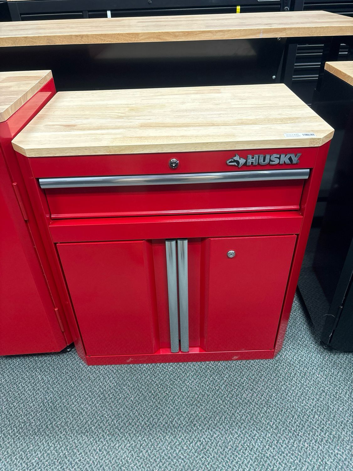 Husky Ready-to-Assemble 24-Gauge Steel 1-Drawer 2-Door Garage Base Cabinet in Red (28 in. W x 32.8 in. H x 18.3 in. D) G2801BR-US