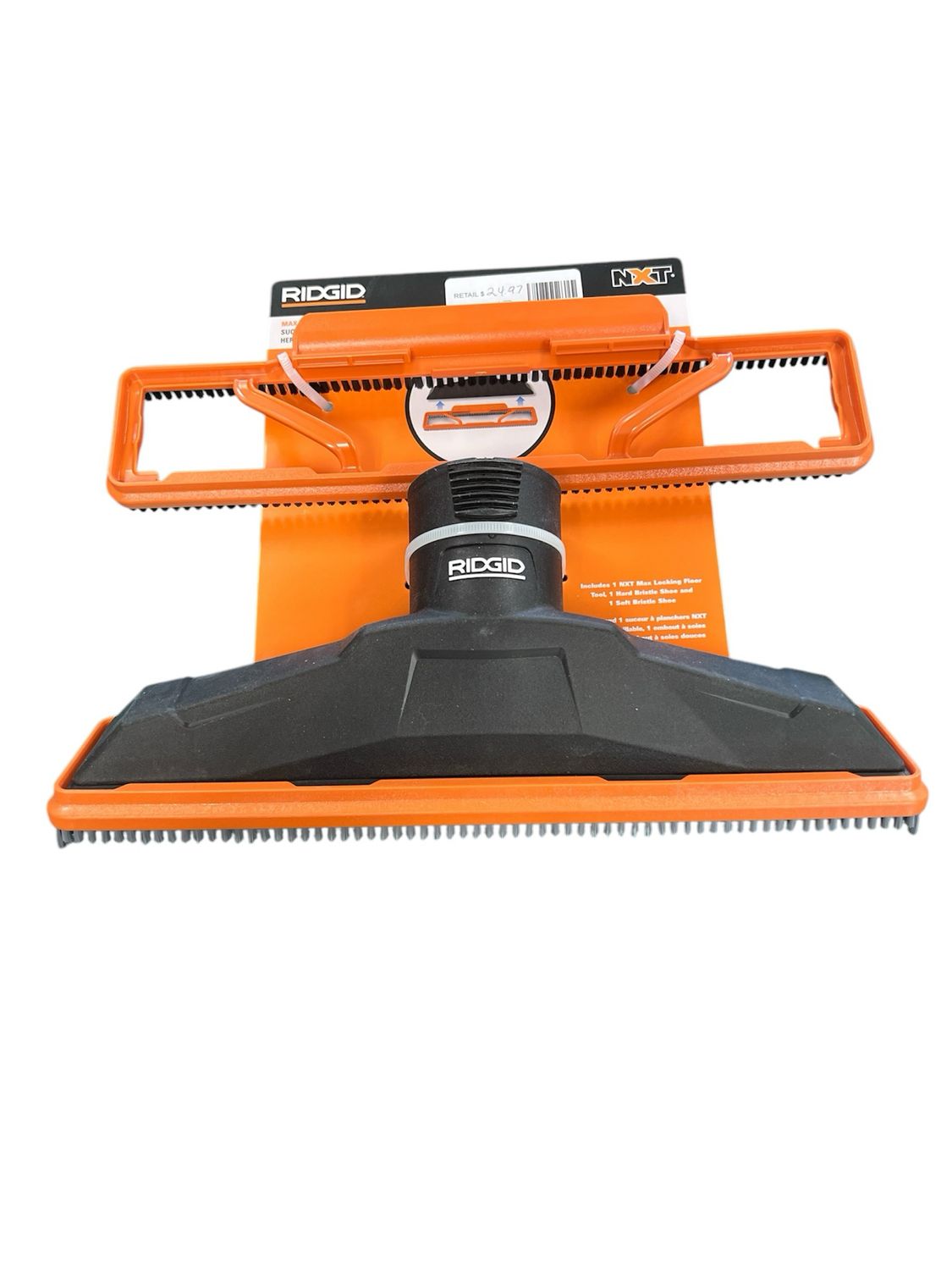 RIDGID 2-1/2 in. NXT Max Locking Floor Tool Shop Vacuum Attachment with Soft and Hard Bristles for RIDGID NXT Wet Dry Vacs MAX2514 Light Use